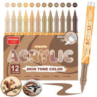 ACRYLSTIFTE Set 12 braune Töne Pinselspitze - Braun, Kunststoff (1.3/1.3/13.7cm)