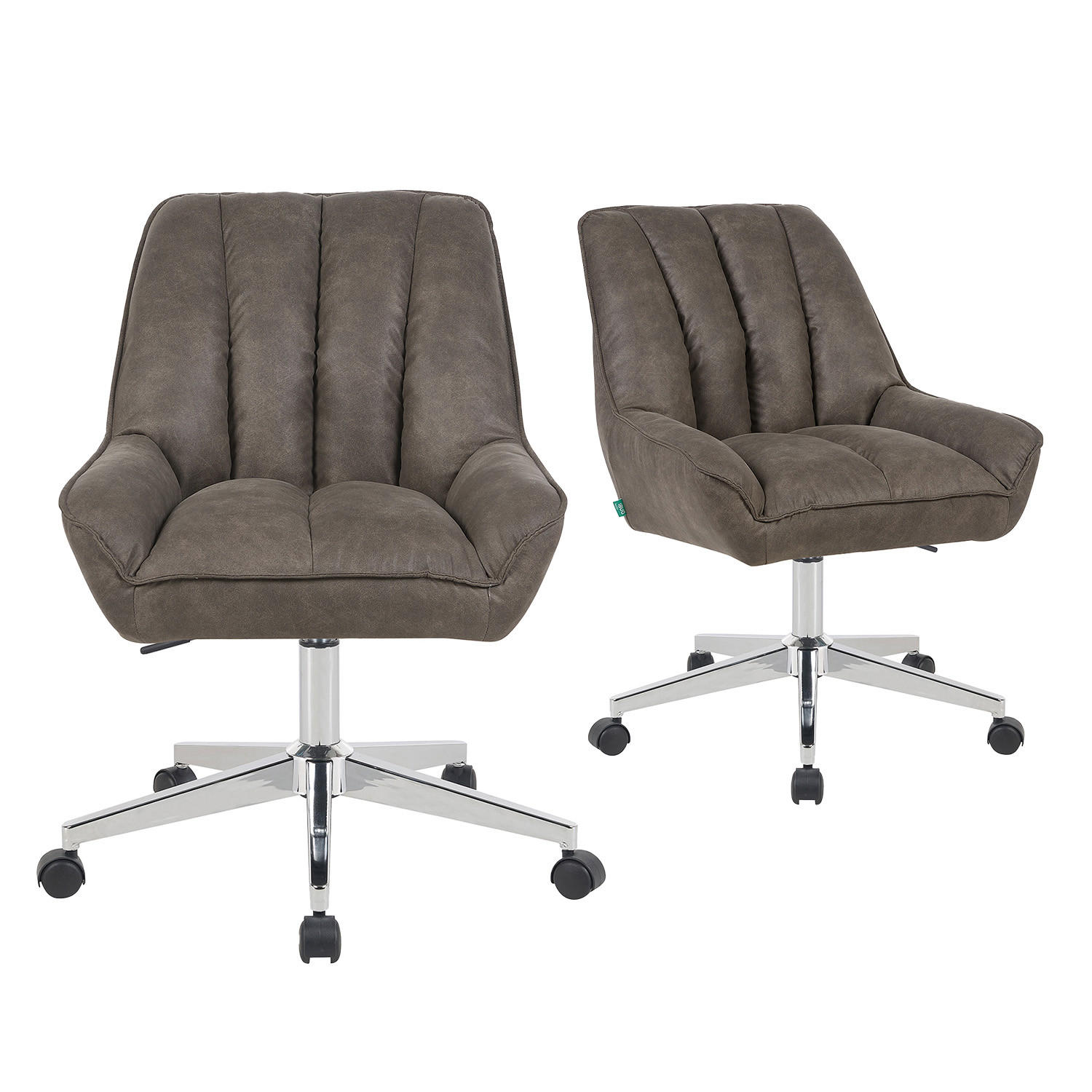 BÜROSTUHL Mika-Megan 2er-Set - Taupe/Chromfarben, Textil/Metall (60/85/68cm) - DUBI Möbel