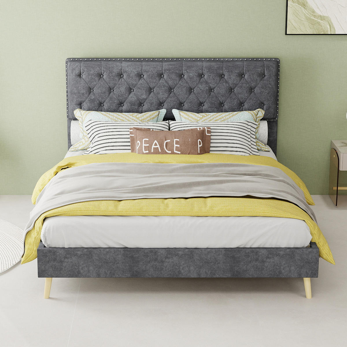 POLSTERBETT 140/200 cm in Grau mit Stauraum unter dem Bett Stoff im modernen Design - Grau, Holzwerkstoff/Textil (140/200cm) - STILVORA