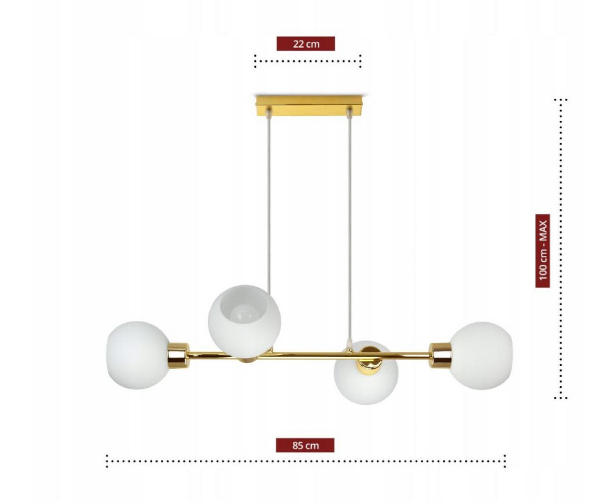 PENDELLEUCHTE GOLDGLAS - Goldfarben/Weiß, Glas/Metall (40/85/100cm) - kiki design