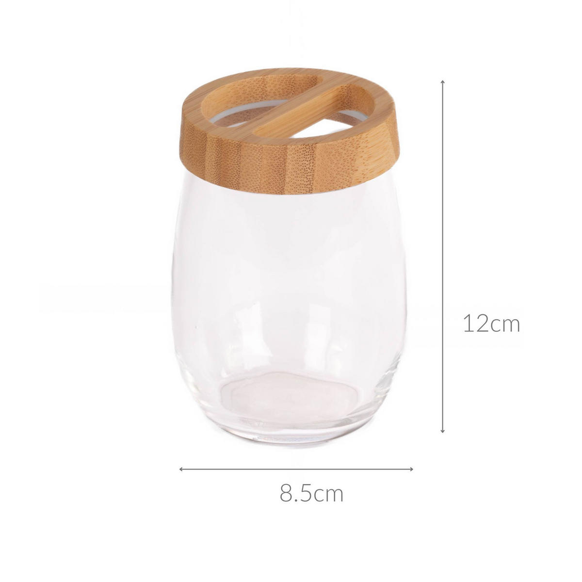 ZAHNBÜRSTENBECHER Glas Bambus Lina - Transparent, Glas (8.5/1.2/8.5cm)