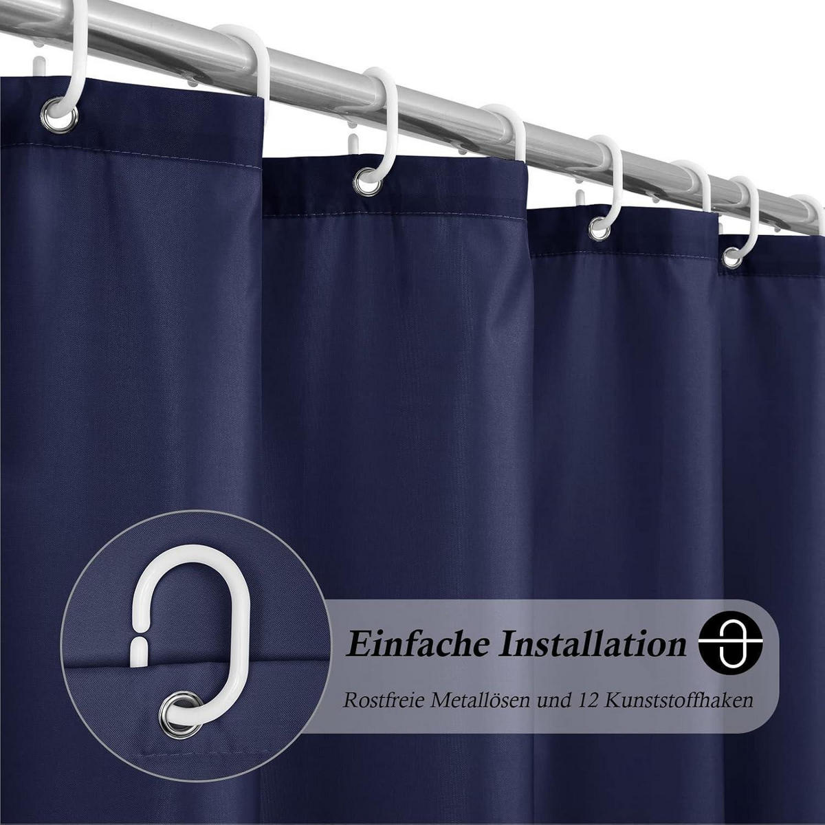 DUSCHVORHANG Dunkelblau 180 x 220 cm - Dunkelblau, Textil (180/220cm)