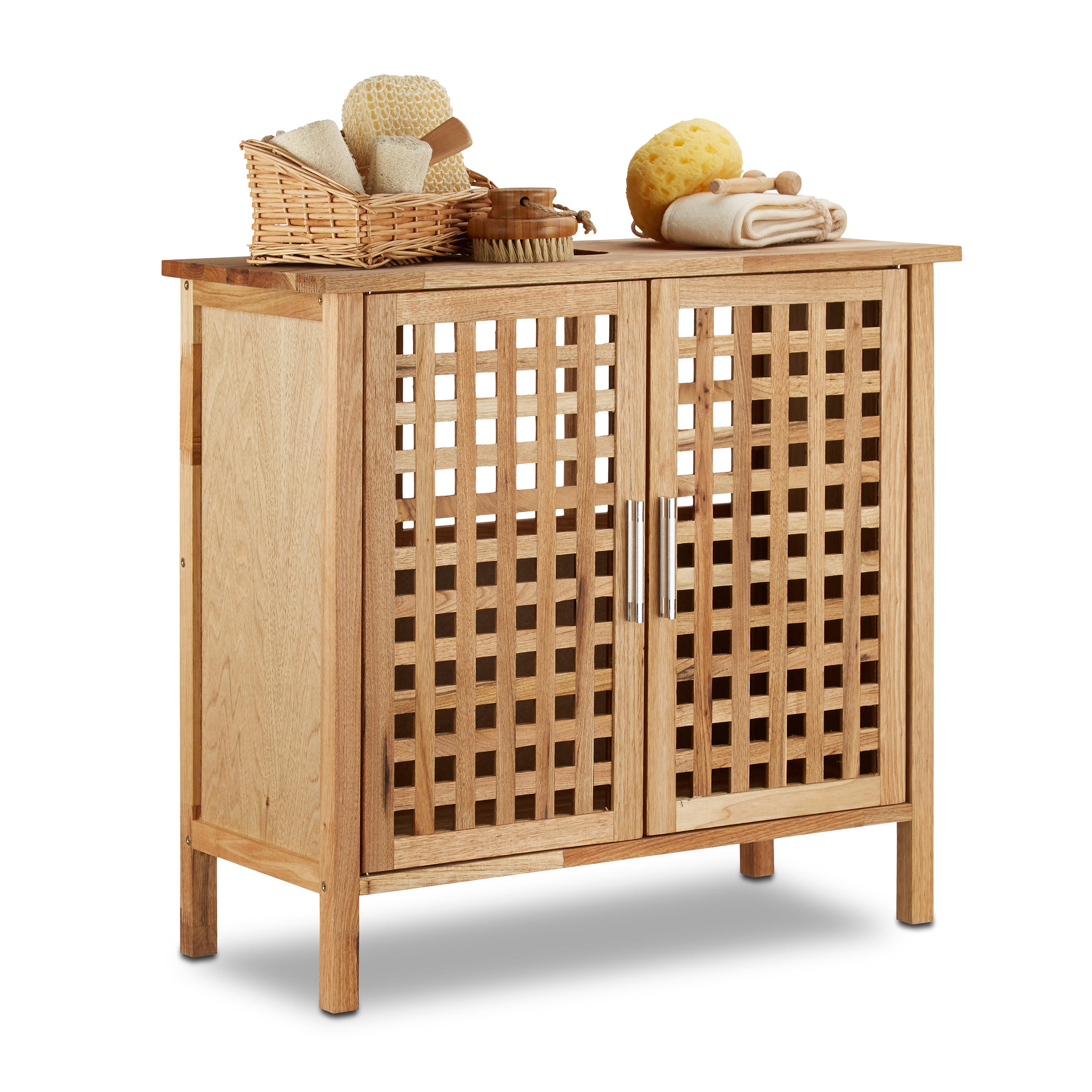 WASCHBECKENUNTERSCHRANK - Hellbraun, Holz/Holzwerkstoff (66/61/29cm) - Relaxdays