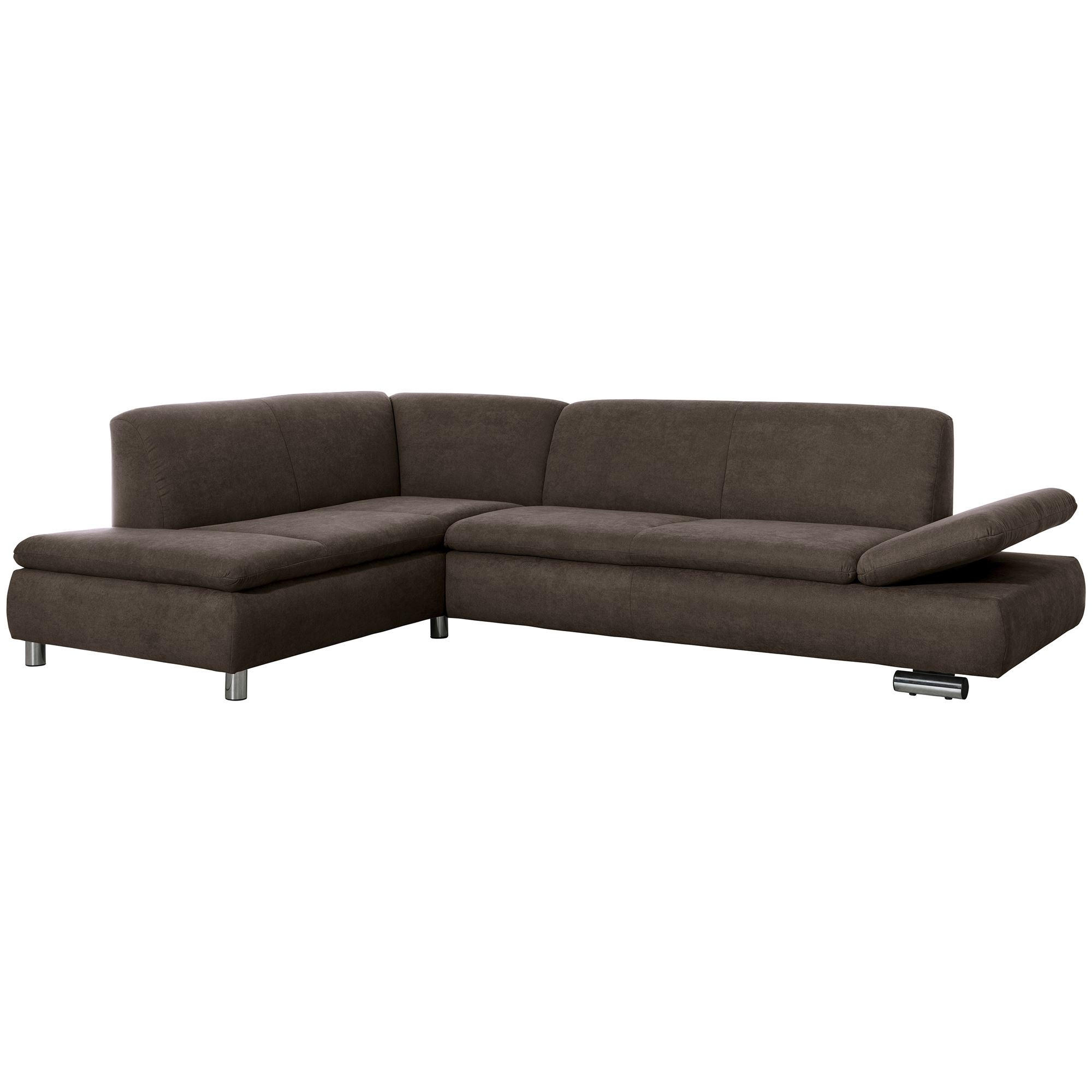 ECKSOFA mit Ottomane links Kaye Flachgewebe schoko - Mokka, Kunststoff (190/270cm) - 58aufmkessel