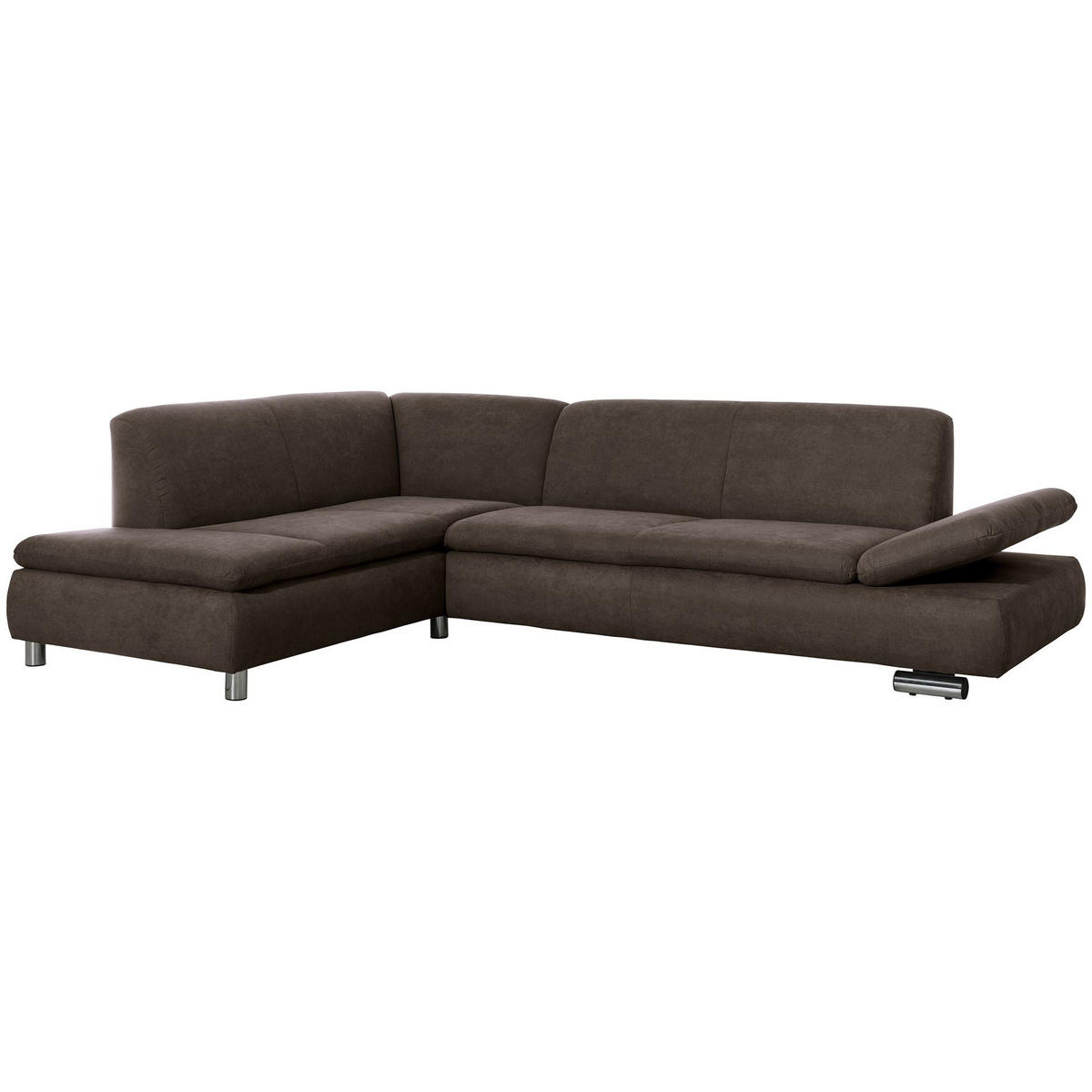 ECKSOFA mit Ottomane links Kaye Flachgewebe schoko - Mokka, Kunststoff (190/270cm) - 58aufmkessel