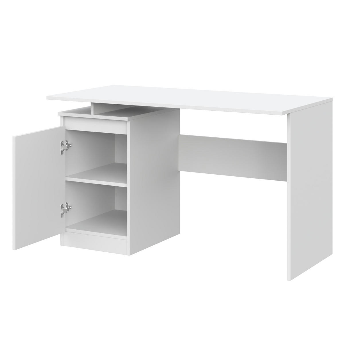 SCHREIBTISCH SOLA BRK1-1D Weiß - Silberfarben/Weiß, Holzwerkstoff/Kunststoff (59/120/73cm) - Komodee