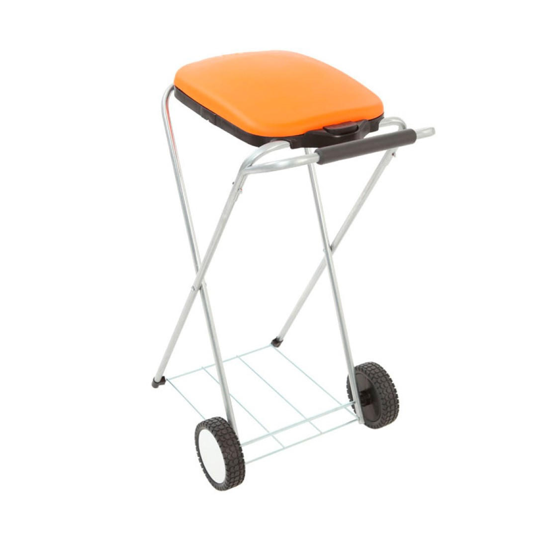 MÜLLEIMER Klassischer Abfallsackständer Mit Deckel und Rollen 83 x 44 x 56 cm Verzinkte Rohre Orange - Orange, Metall (44/83/56cm) - PROREGAL