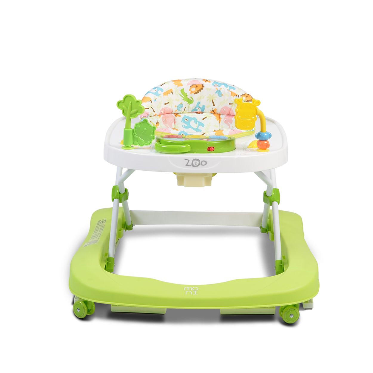 LAUFHILFE Zoo 2 in 1 grün Spielcenter, Schwenkräder vorne, hohe Rückenlehne - Grün, Kunststoff (57/54/67cm) - Moni