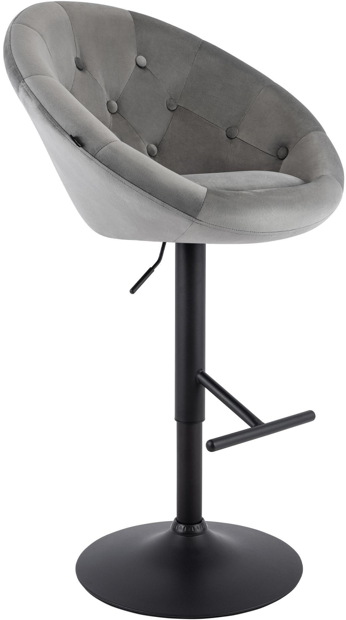 BARHOCKER London Samt grau 66x65x57 cm - Grau, Textil (65/66/57cm) - furnicato