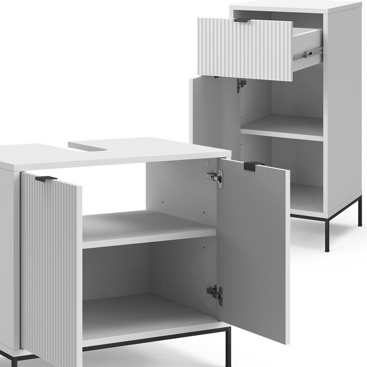 BADMÖBEL-SET Eliza Weiß 4 Teile - Weiß, Holzwerkstoff (70/63/45cm) - Vicco