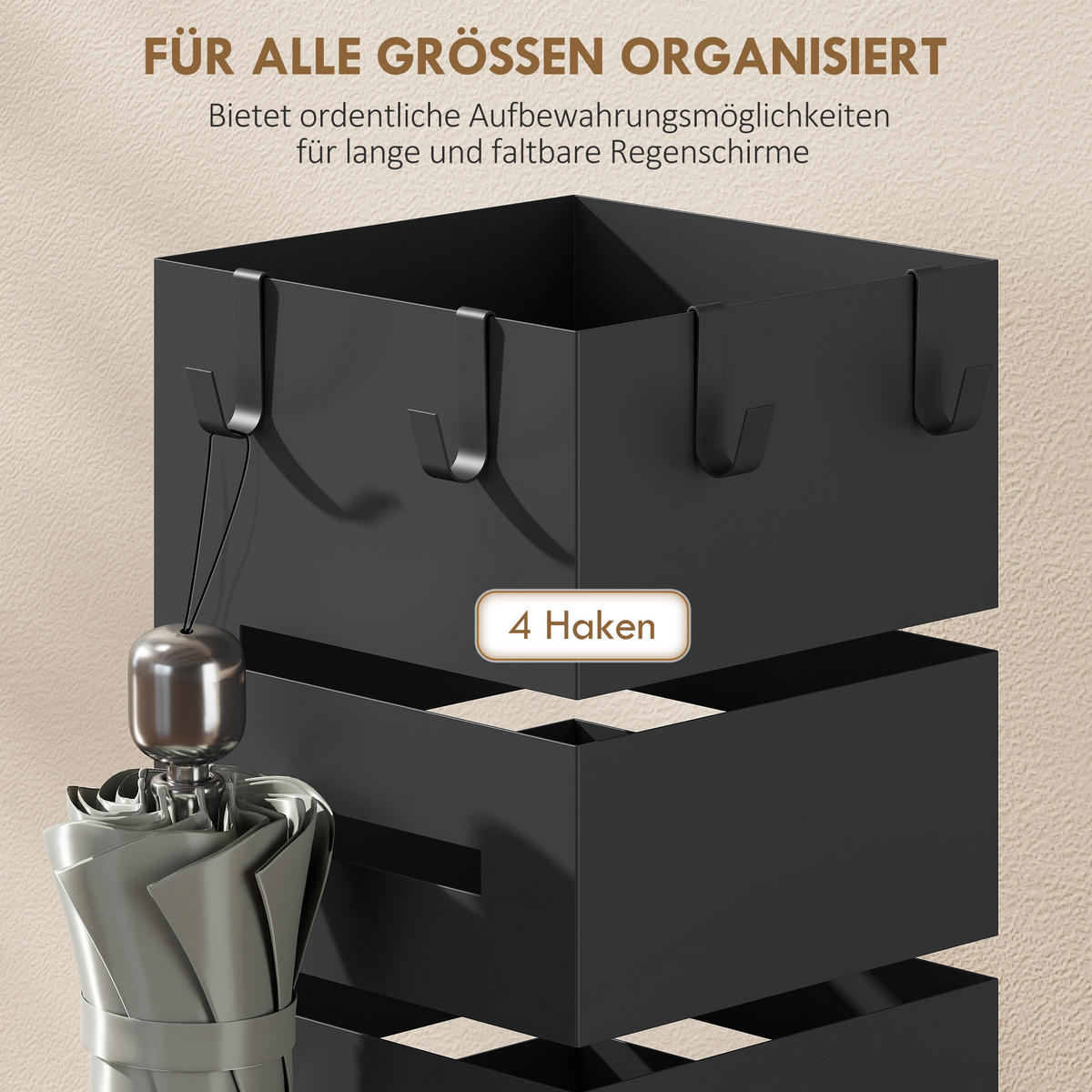 REGENSCHIRMSTÄNDER Stahl Schwarz - Schwarz, Metall (15.5/49/15.5cm) - HOMCOM