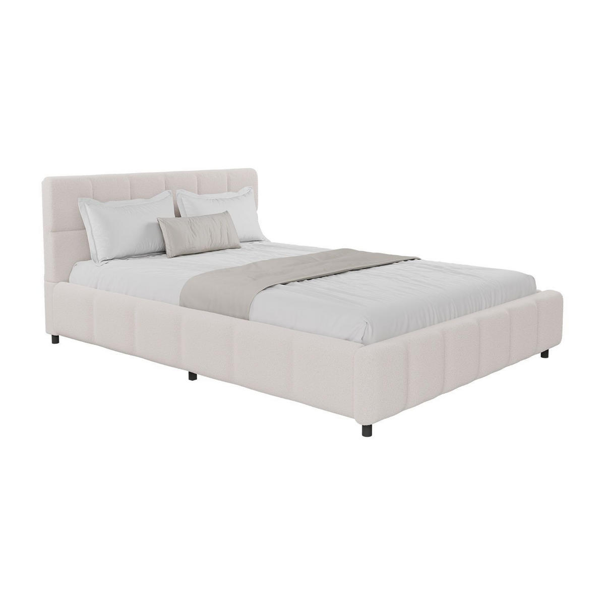 POLSTERBETT Florenz creme 140x200 cm mit Matratze - Creme, Holz (140/200cm) - Juskys