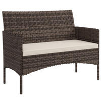 GARTENSOFA DE-06605 2-Sitzer, wetterfest mit Polster & Anti-Rutsch Khaki - Taupe, Kunststoff/Metall (63/85/115cm) - ComfortXL