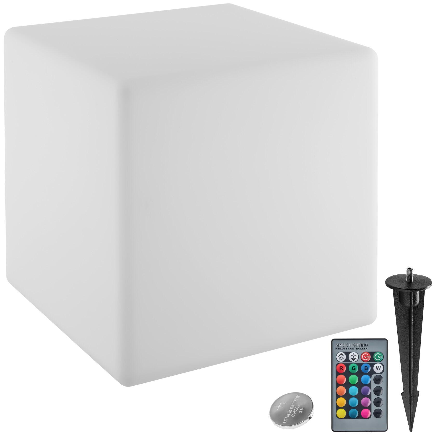 LEUCHTWÜRFEL Luminous Cube,Belastbarkeit 100 kg, inkl. Erdspieß,weiß - Weiß, Kunststoff (43/43/43cm) - tectake