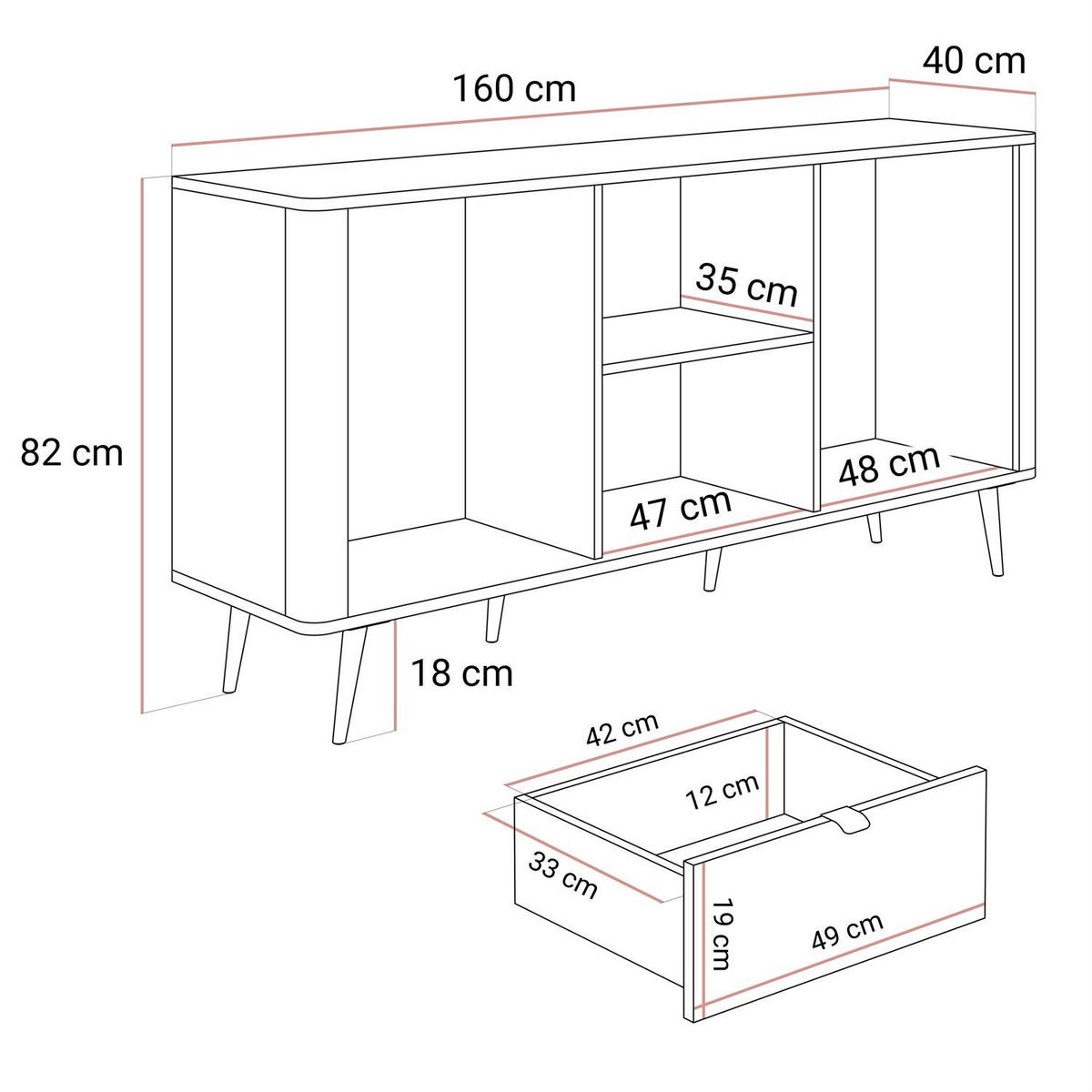 KOMMODE für den Flur AUTUMN 1D6S mit sechs Schubladen, Kaschmir / Grauer Stein - Beige, Holzwerkstoff (160/82/40cm) - Lookway