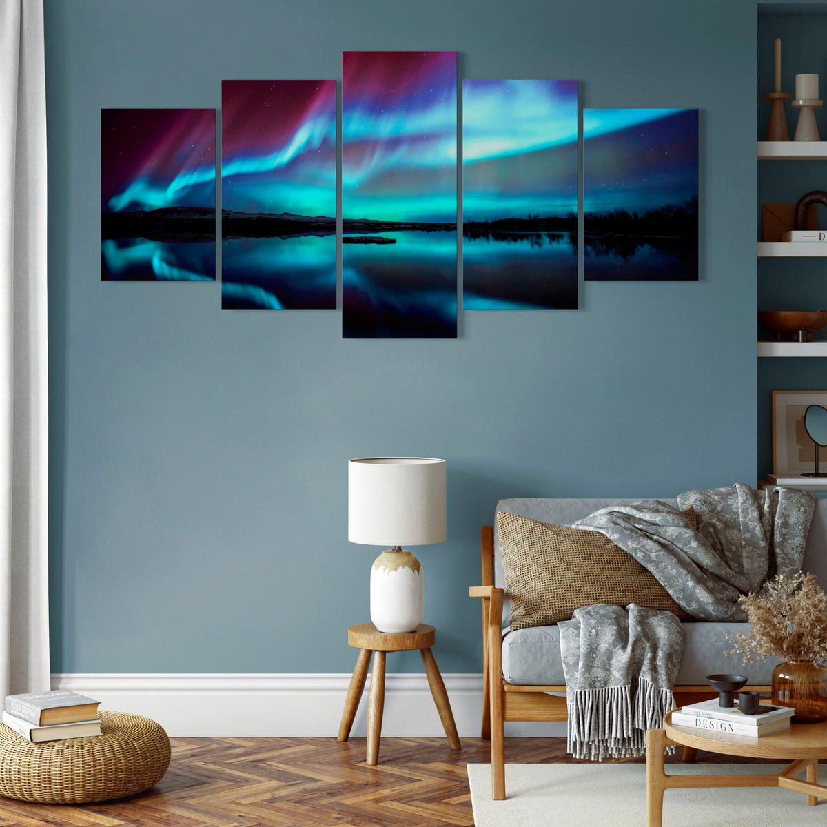 LEINWANDBILD Aurora 5-tlg. 200x100 cm - Multicolor, Holz (200/100cm) - LUMASOUL