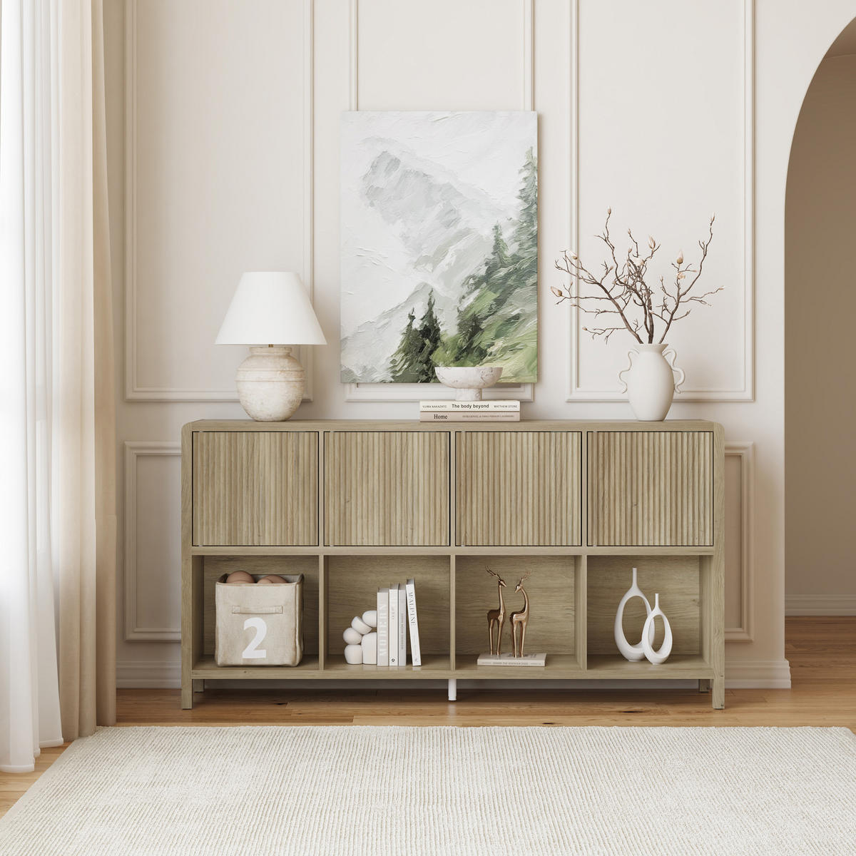 KOMODA Lukkodso - barva starého dubu, kompozitní dřevo (145/76.5/30cm) - [en.casa]