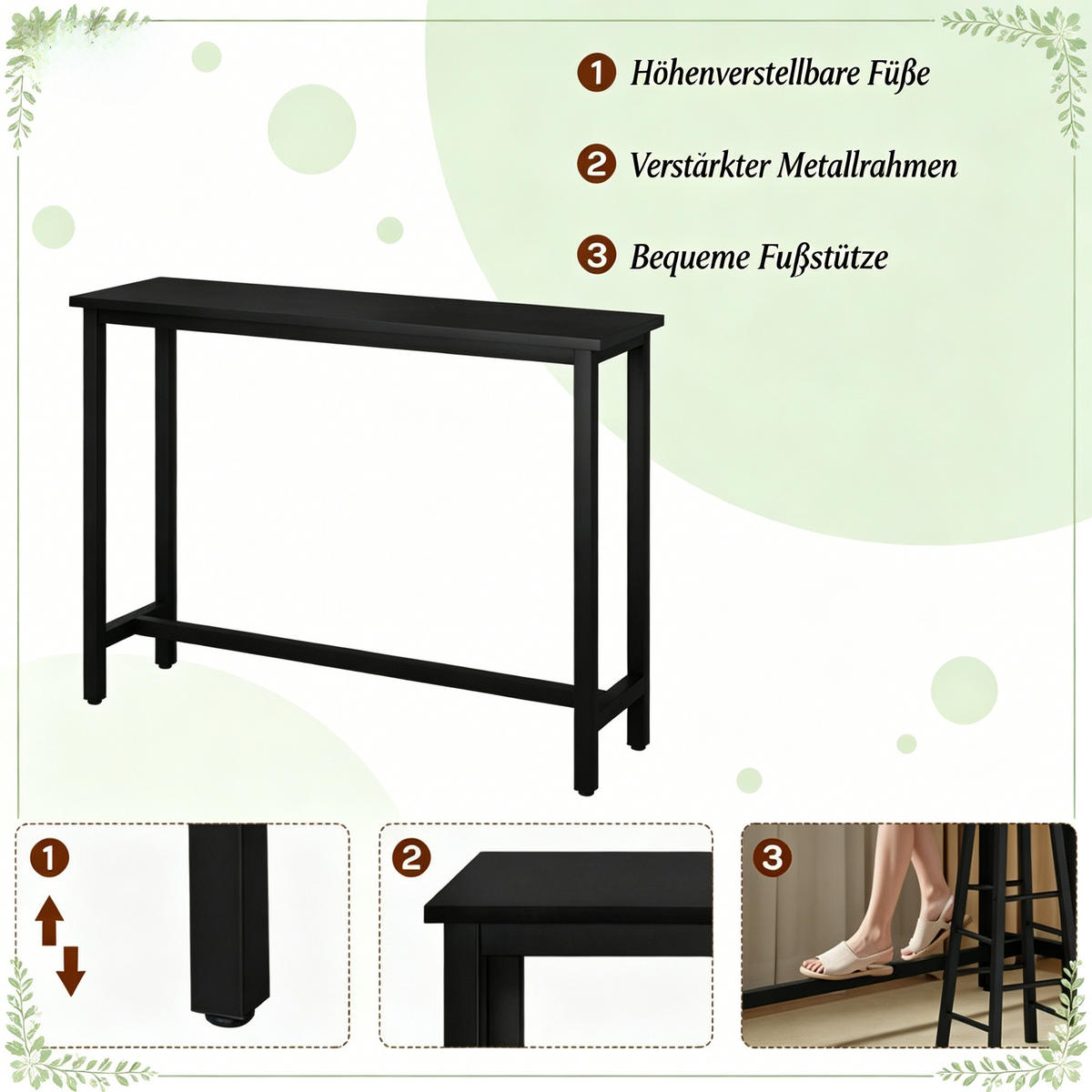 BARTISCH DE-37238 mit verstärktem Metallrahmen Schwarz - Schwarz, Metall (140/40/100cm) - ComfortXL
