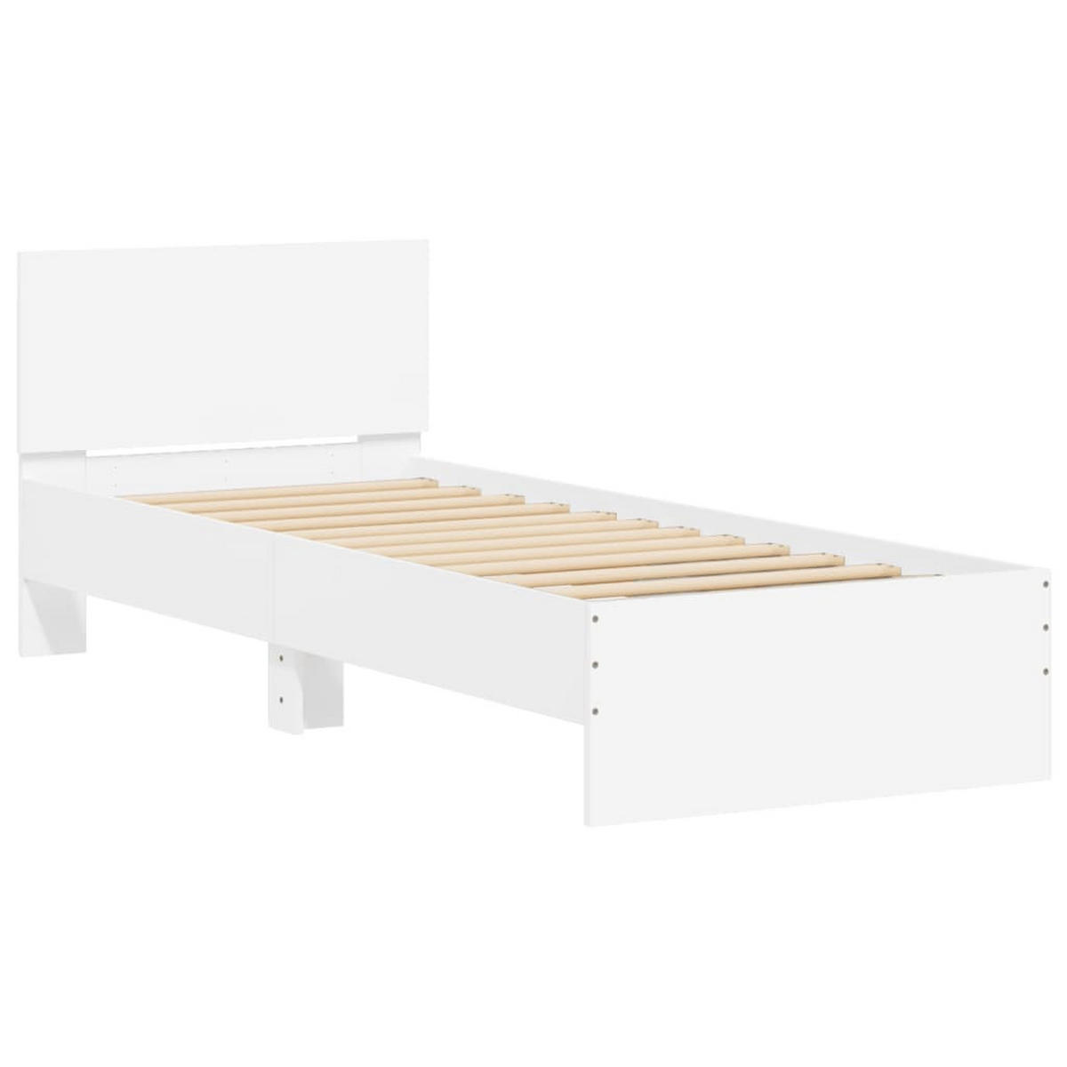 BETTGESTELL Mit Kopfteil Und Led-Leuchten Weiss 90/200 Cm - Weiß, Holzwerkstoff (90/200cm) - vidaXL