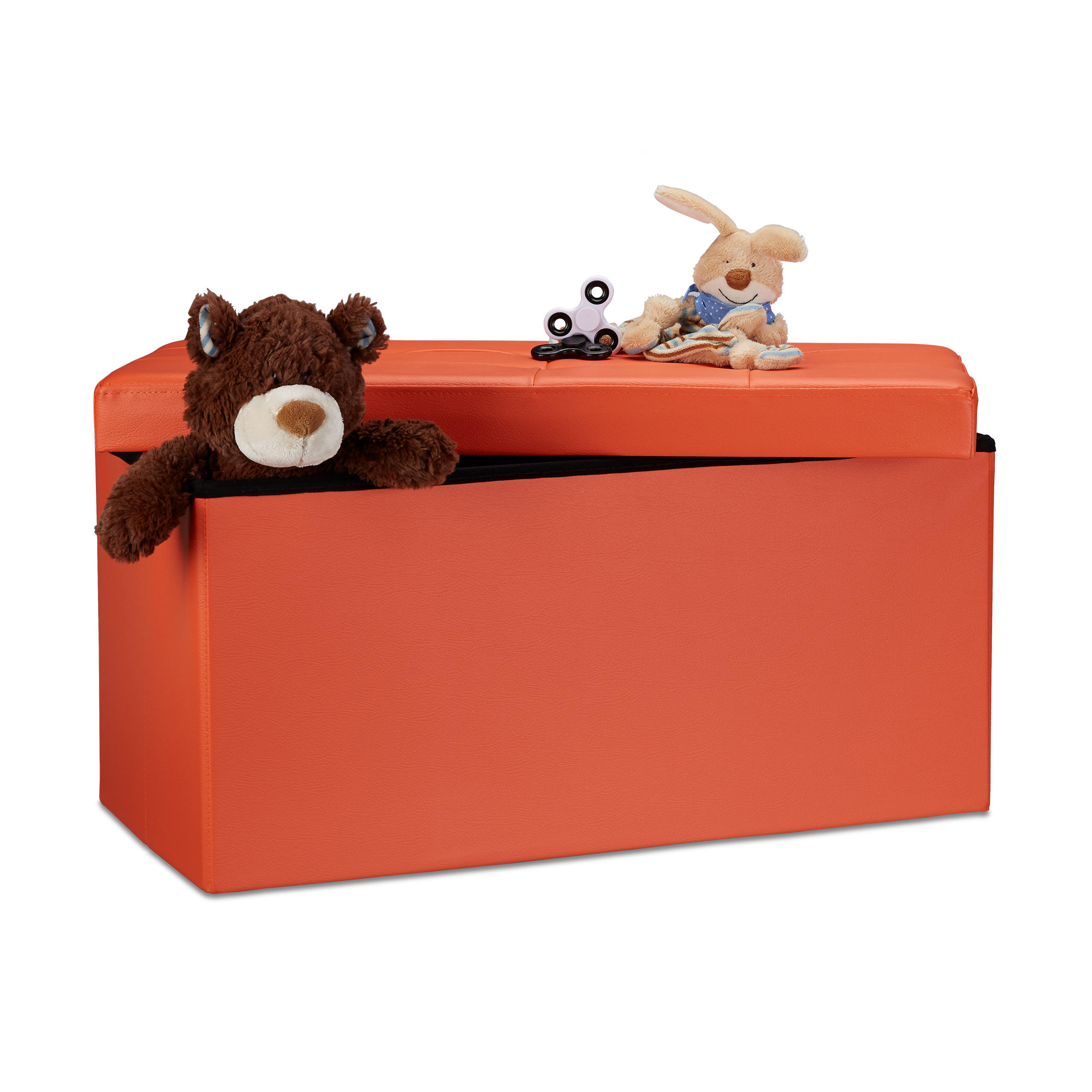 SITZBANK Stauraum - Orange, Holzwerkstoff/Kunststoff (38/38/76cm) - Relaxdays