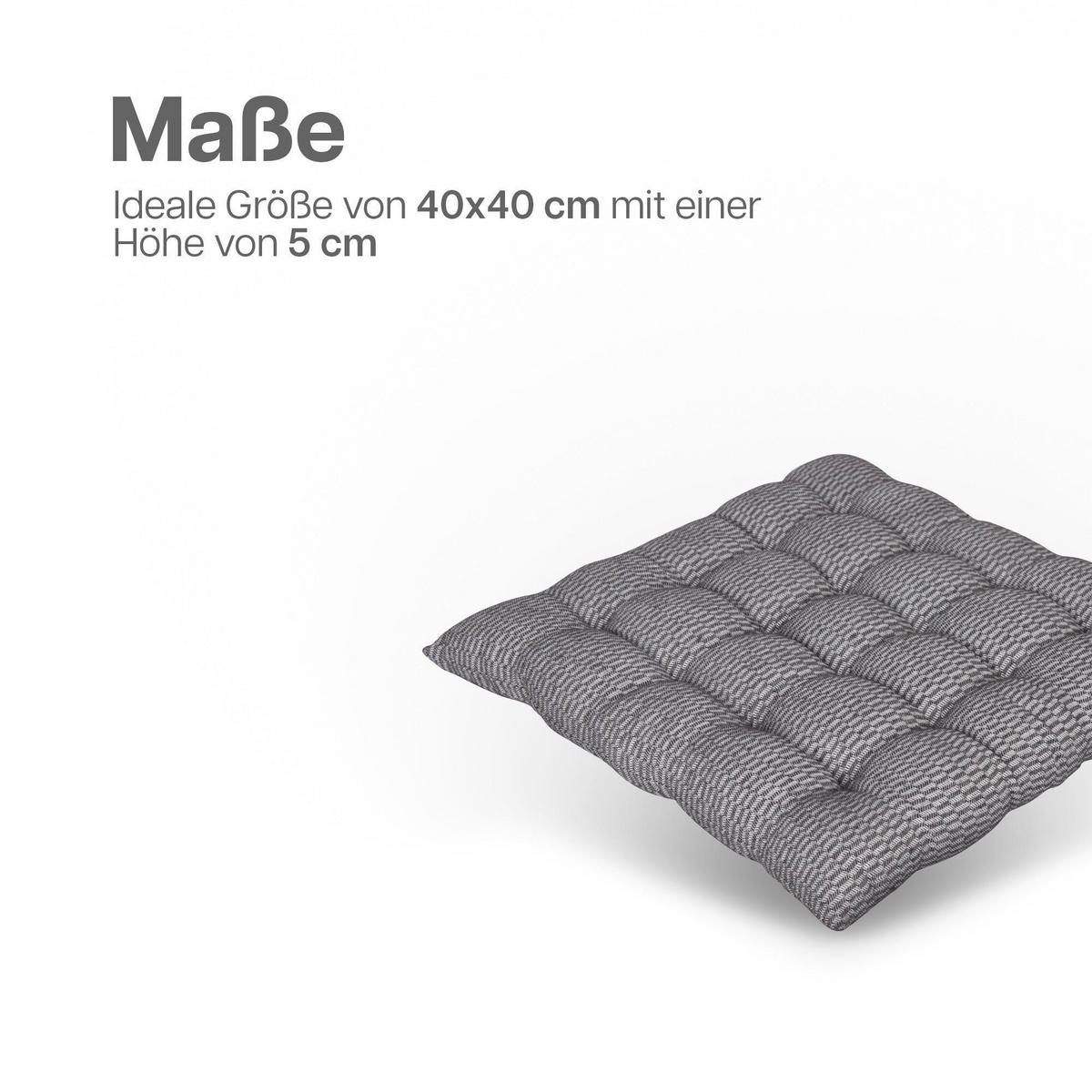 SITZKISSEN Lissabon 40x40cm Hellgrau 1er Pack - Hellgrau, Textil (40/40/6cm)