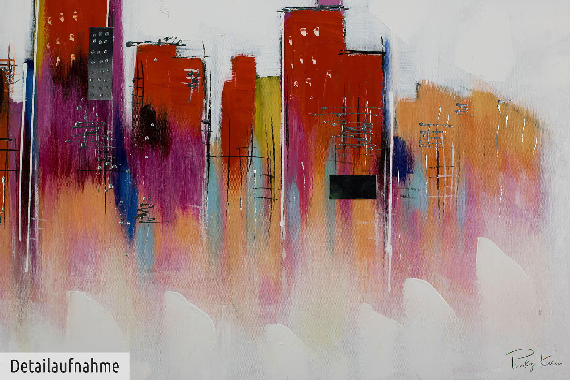 ACRYLBILD HANDGEMALT 120/60 cm - Rot/Weiß, Holz/Textil (1.8/60cm) - KUNSTLOFT