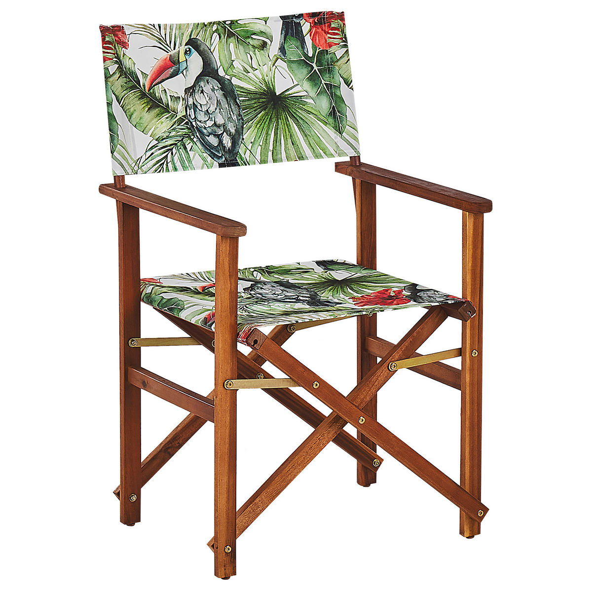 GARTENSTUHL 2er-Set Akazienholz dunkelbraun Auflagen cremeweiß/bunt Cine - Dunkelbraun/Multicolor, Holz (50/91/50cm) - Beliani