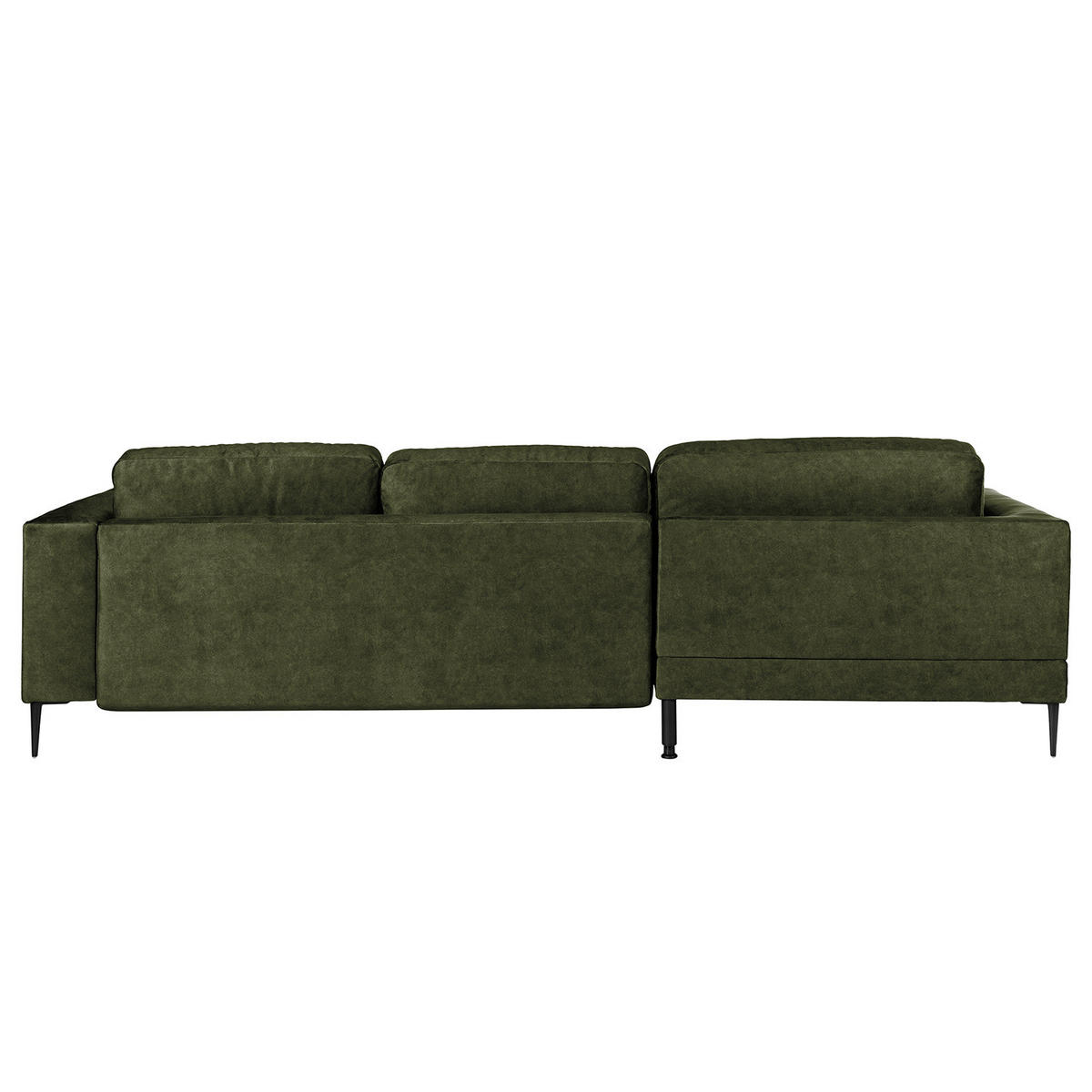 ECKSOFA mit Longchair - Dunkelgrün, Textil/Metall (275/168cm) - home24