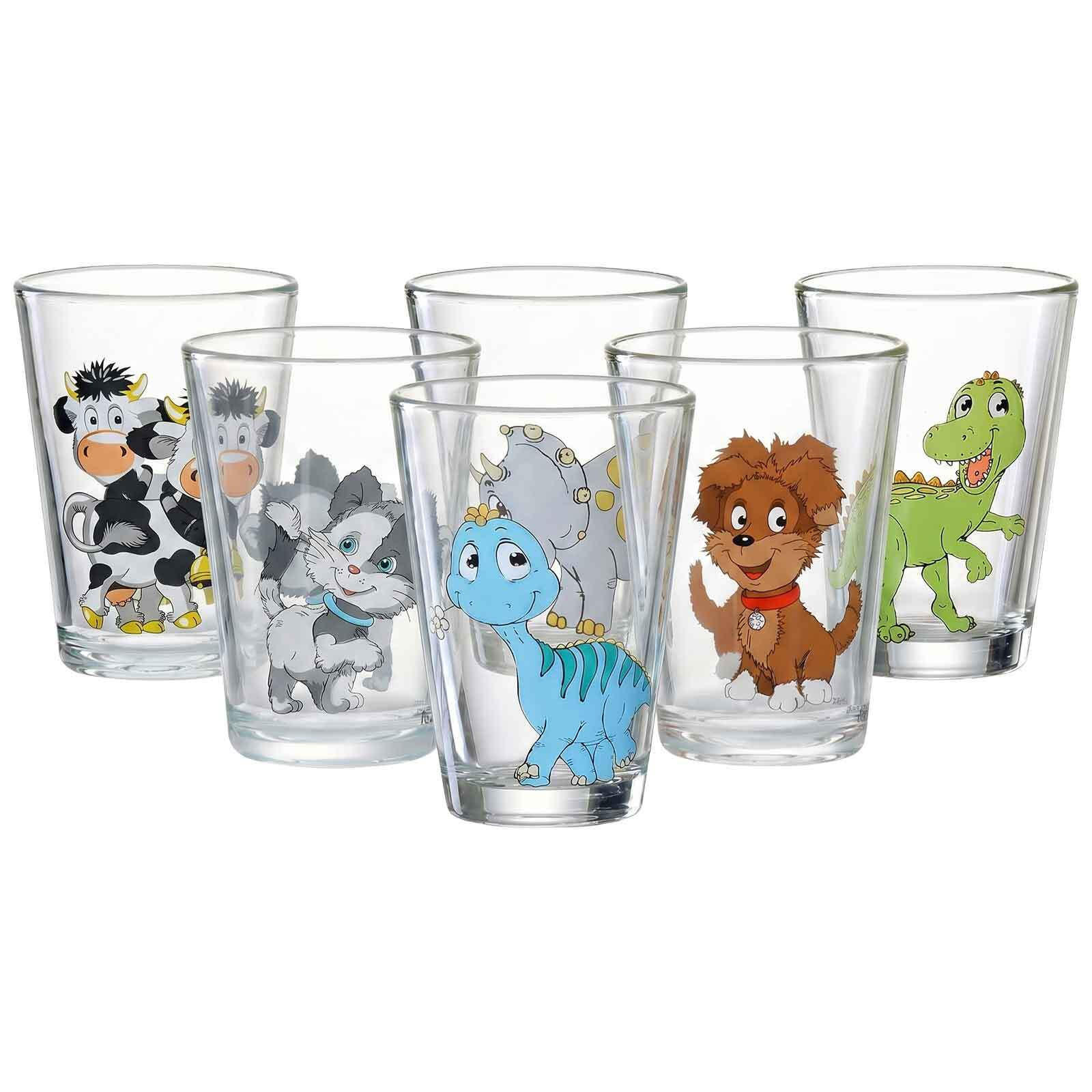 KINDERGLÄSER Dino und Hoftiere bunt 200 ml 6er Set - Multicolor, Glas (0.2L) - Ritzenhoff Breker