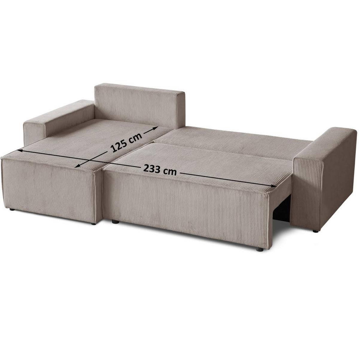ECKSCHLAFSOFA mit Schlaffunktion Hektor cappuccino - Schwarz/Cappuccino, Kunststoff/Textil (277/152cm) - Beautysofa