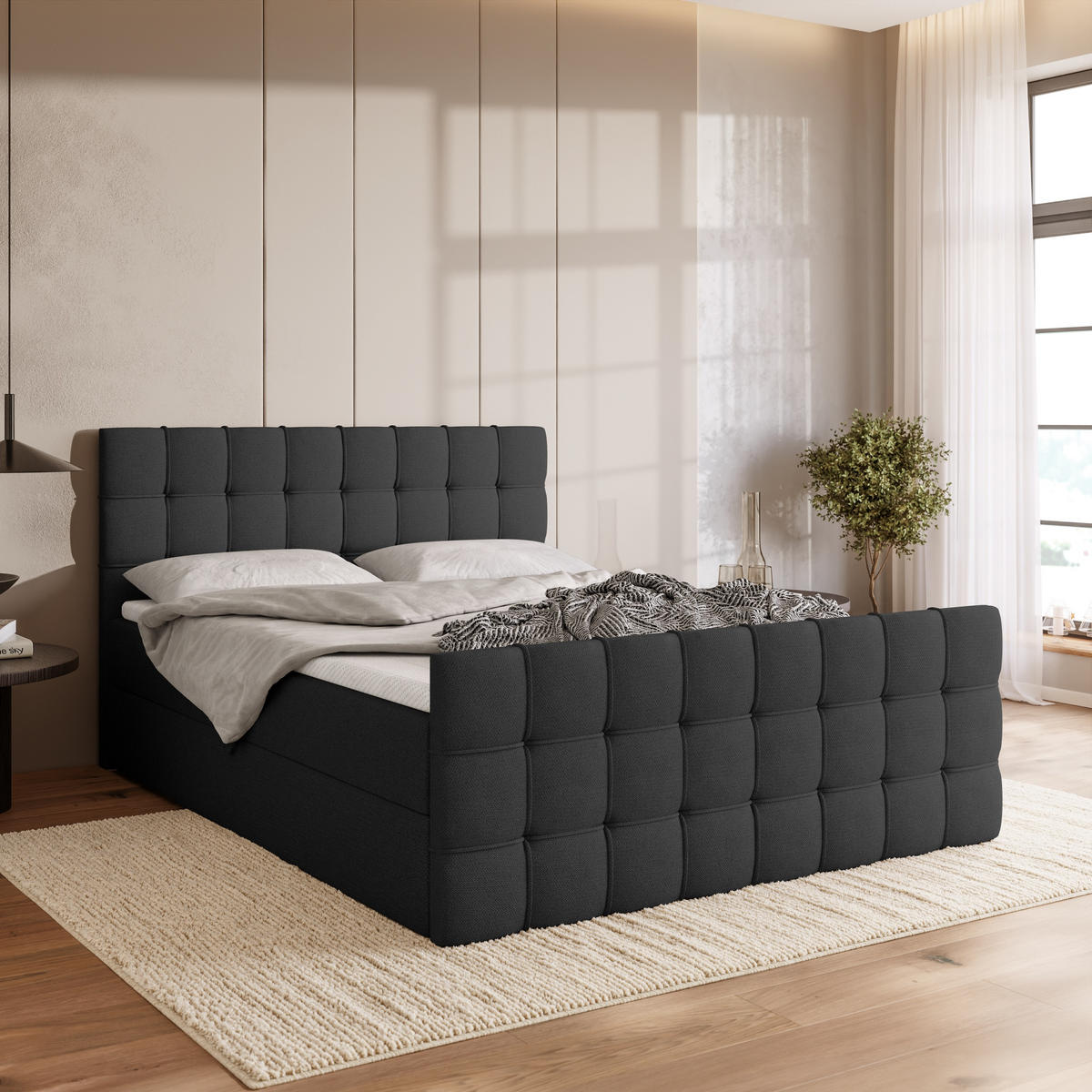 BOXBETT Detroit Duo mit Topper 140/200 Graphite - Graphitfarben, Textil (140/200cm) - Bromarkt