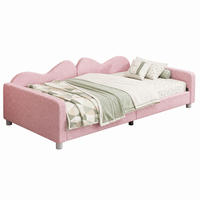 KINDERBETT 90/200 cm in Rosa mit Rückenlehne und Armlehnen Stoff Polsterdesign - Schwarz/Rosa, Holzwerkstoff/Textil (90/200cm) - STILVORA