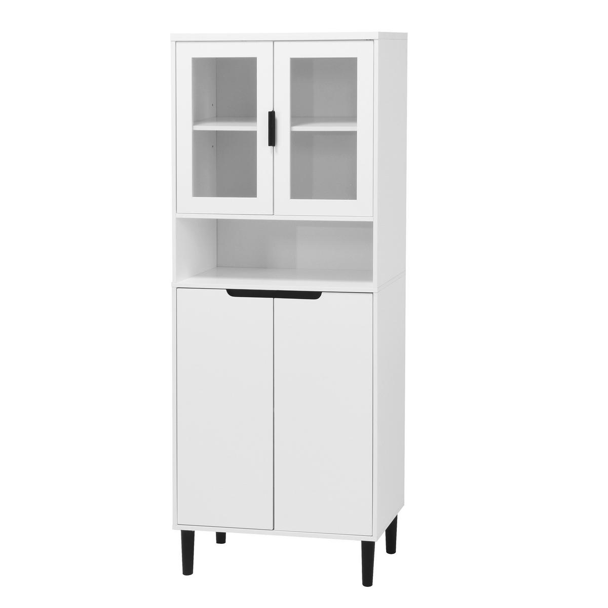 VITRINA bijela od MDF-a s kaljenim staklom i podesivom policom - bijela, drvni materijal (60/160/35cm) - OKWISH