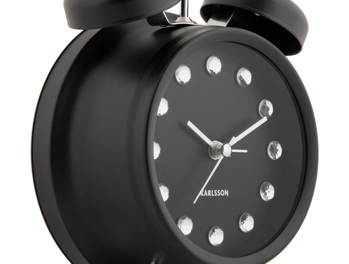 WECKER Glam Diamonds 11.8/11.8/17 cm - Schwarz, Metall (11.8/17/11.8cm) - Karlsson