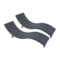 SONNENLIEGE Alice 2er Set Coffee Kunststoff Gartenliege Wellig - Mokka, Kunststoff (59/62/185cm) - DELUKE