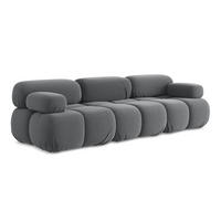 3-SITZER SOFA Samt Stoff Grau - Dunkelgrau/Schwarz, Kunststoff/Textil (285/70/96cm) - LaMiaSofa