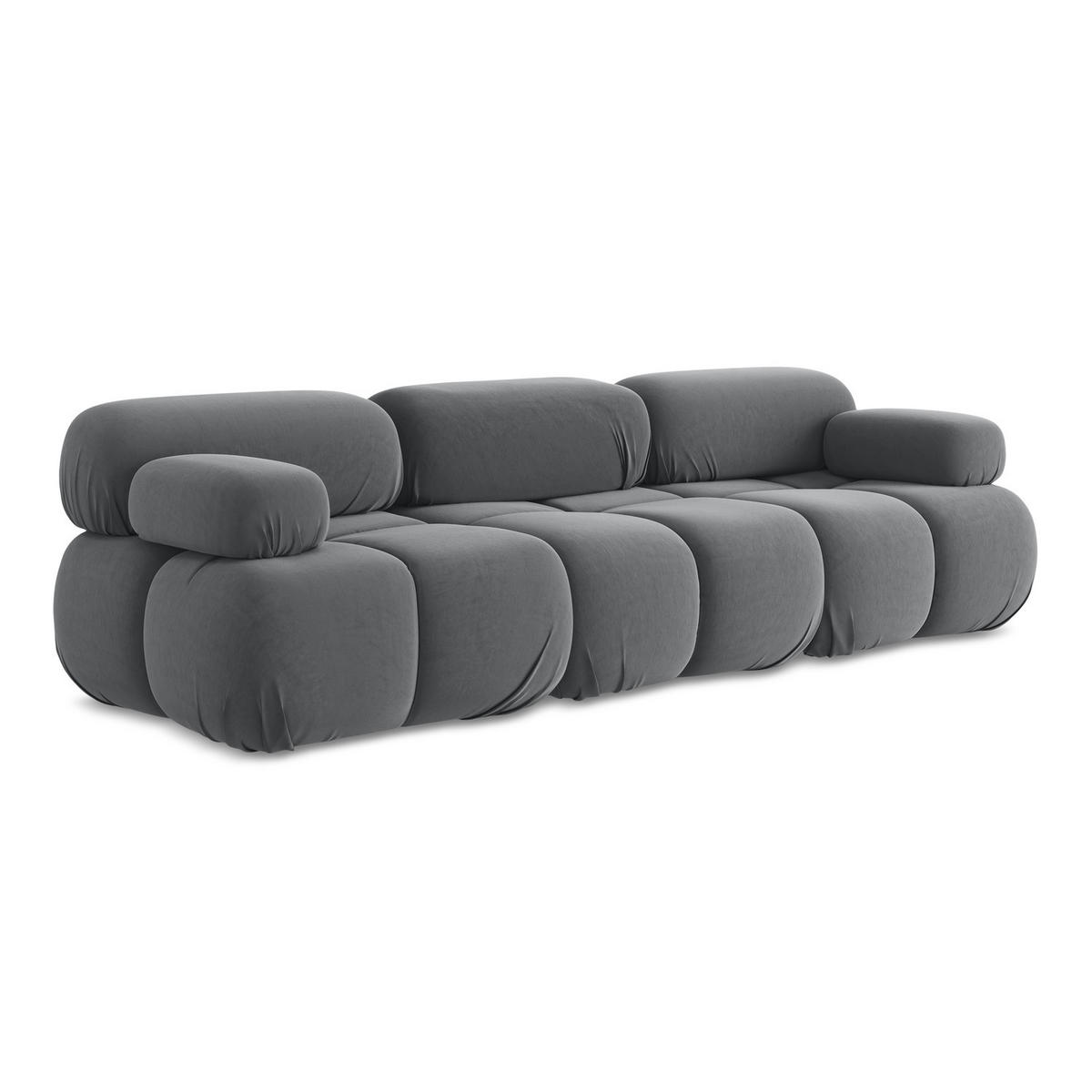 3-SITZER SOFA Samt Stoff Grau - Dunkelgrau/Schwarz, Kunststoff/Textil (285/70/96cm) - LaMiaSofa