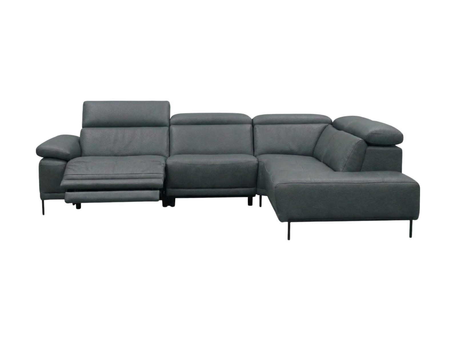 ECKSOFA Linus Echtleder mit 1 x Relaxfunktion Anthrazit - Anthrazit, Leder/Metall (262/220cm)