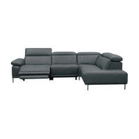 ECKSOFA Linus Echtleder mit 1 x Relaxfunktion Anthrazit - Anthrazit, Leder/Metall (262/220cm)