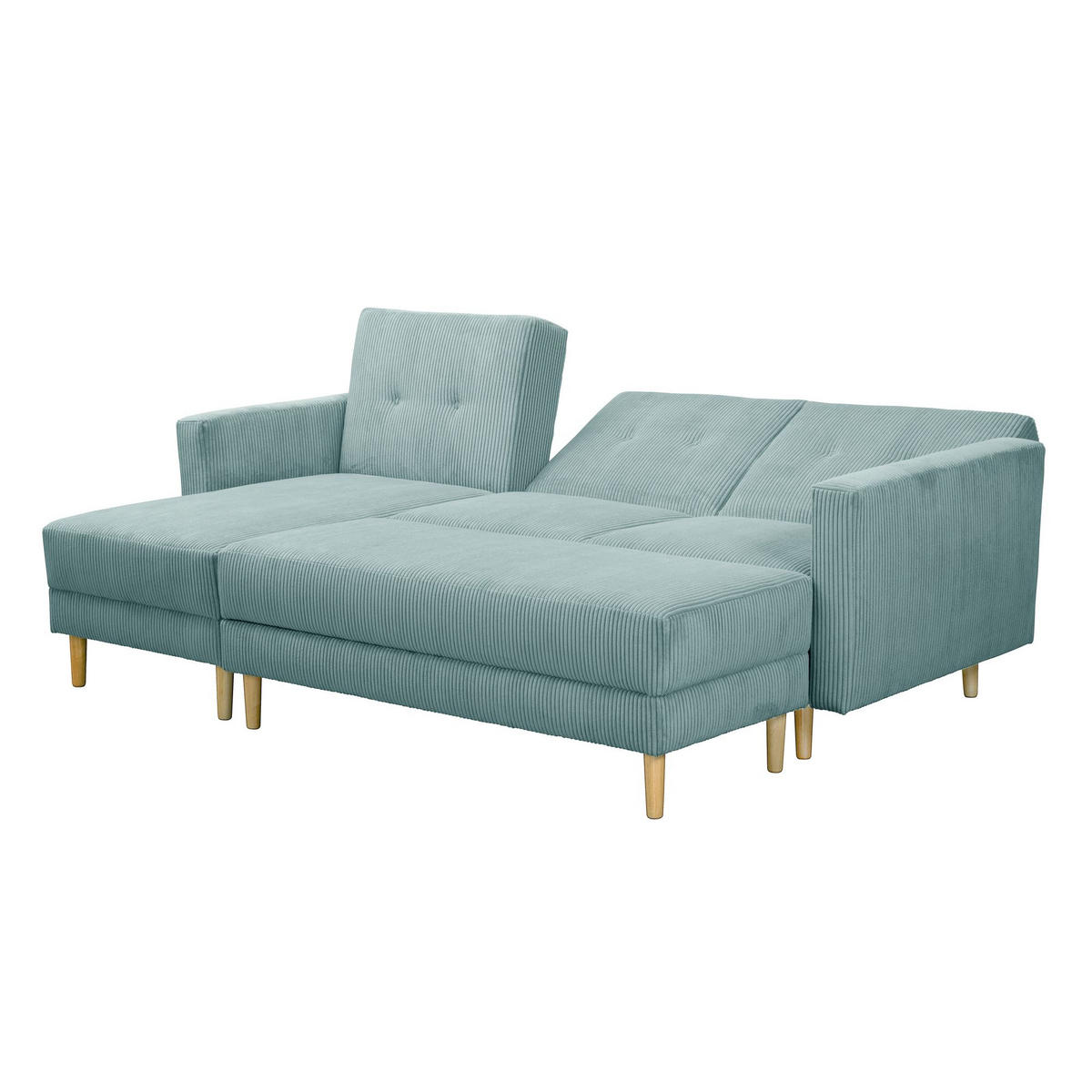 FUNKTIONSSOFA mit Hocker Kattie Cordstoff eisblau - Pastellblau, Kunststoff (144/230cm) - 58aufmkessel