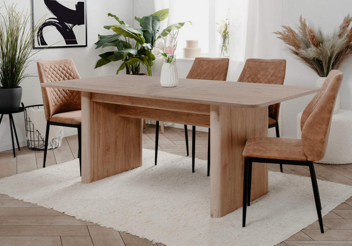 ESSTISCH Hickory Walnuss, Küchentisch ausziehbar 160 - 200 x 90 cm - Walnussfarben, Holzwerkstoff (160/90/75cm) - Furn.Design