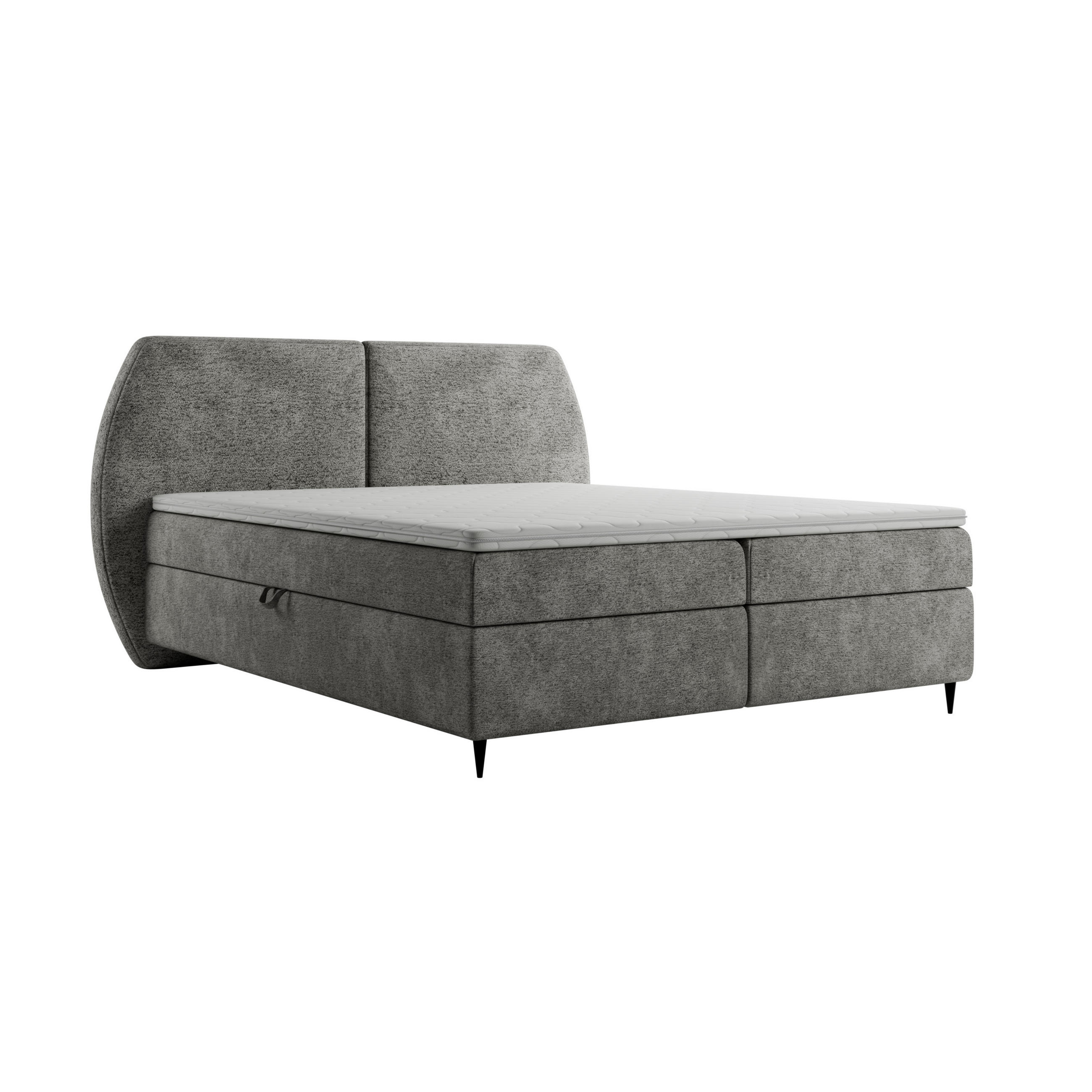 BOXBETT MADRYT, 160x200 cm, Dunkelgrau, inkl. 2 Bettkästen und Topper - Dunkelgrau, Textil (160/200cm) - Excellent Home