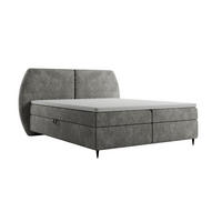 BOXBETT MADRYT, 140x200 cm, Dunkelgrau, inkl. 2 Bettkästen und Topper - Dunkelgrau, Textil (140/200cm) - Excellent Home