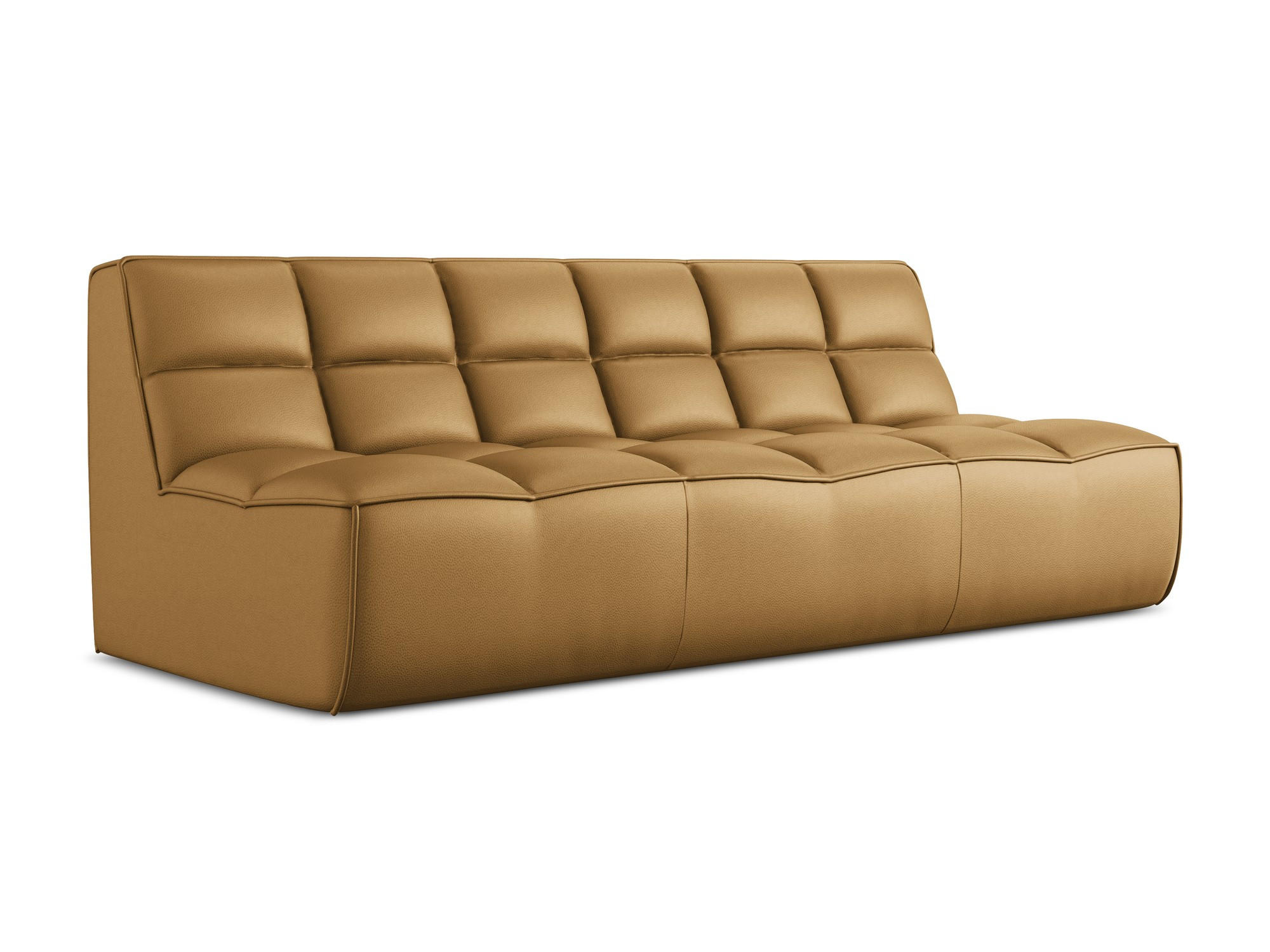 3-SITZER SOFA Kunstleder Braun - Cognac/Schwarz, Leder/Kunststoff (210/75/93cm) - Makamii