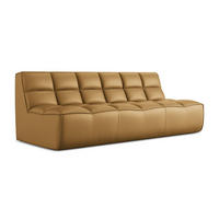 3-SITZER SOFA Kunstleder Braun - Cognac/Schwarz, Leder/Kunststoff (210/75/93cm) - Makamii