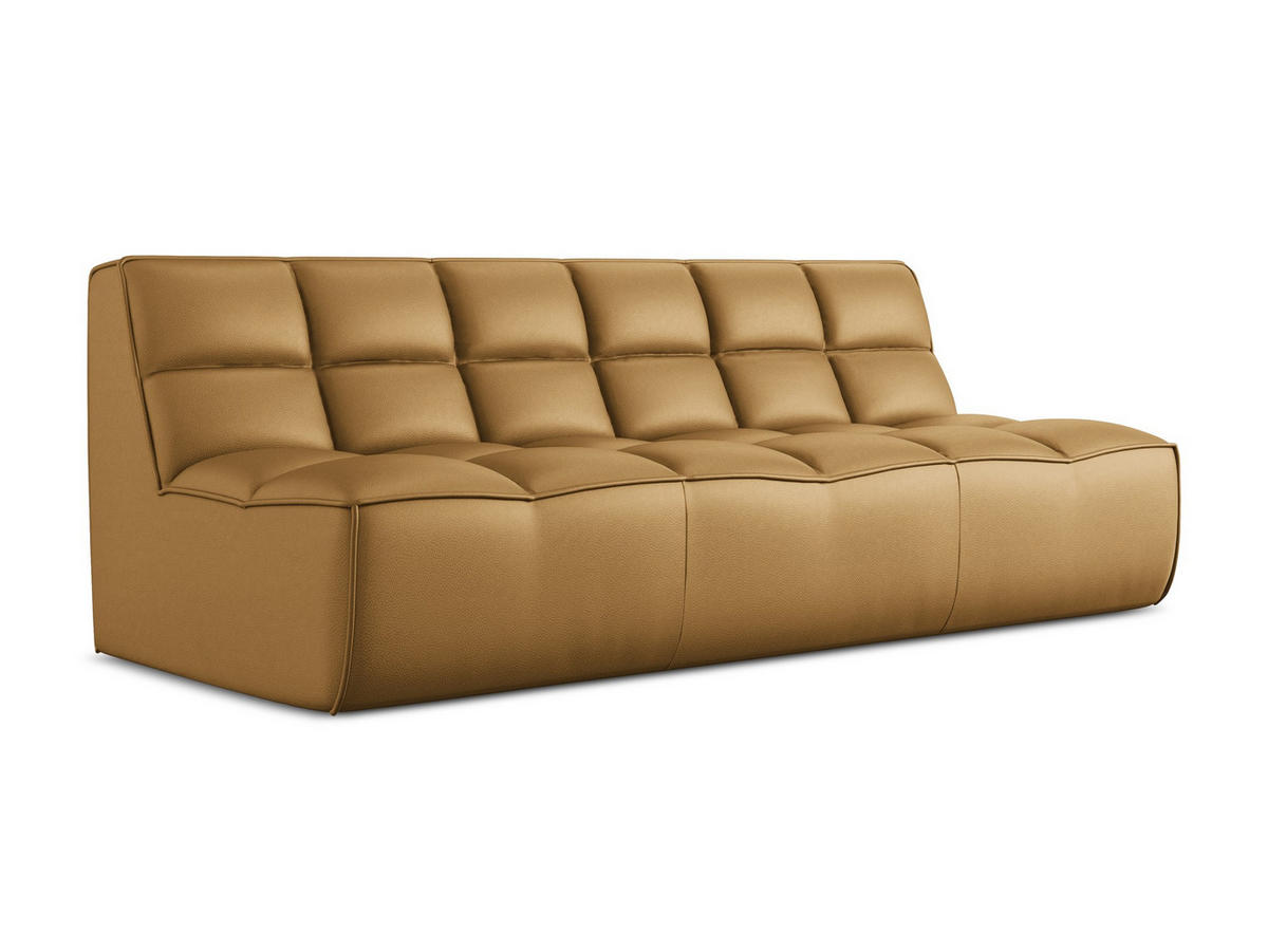 3-SITZER SOFA Kunstleder Braun - Cognac/Schwarz, Leder/Kunststoff (210/75/93cm) - Makamii