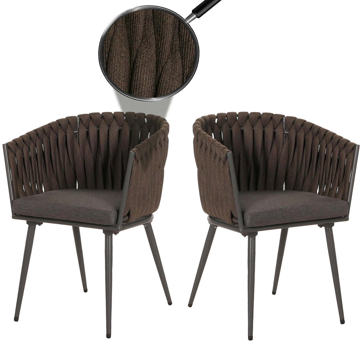 ESSZIMMERSTUHL Braun, Grau 2er-Set - Braun/Grau, Textil (61/82/57cm) - MCW