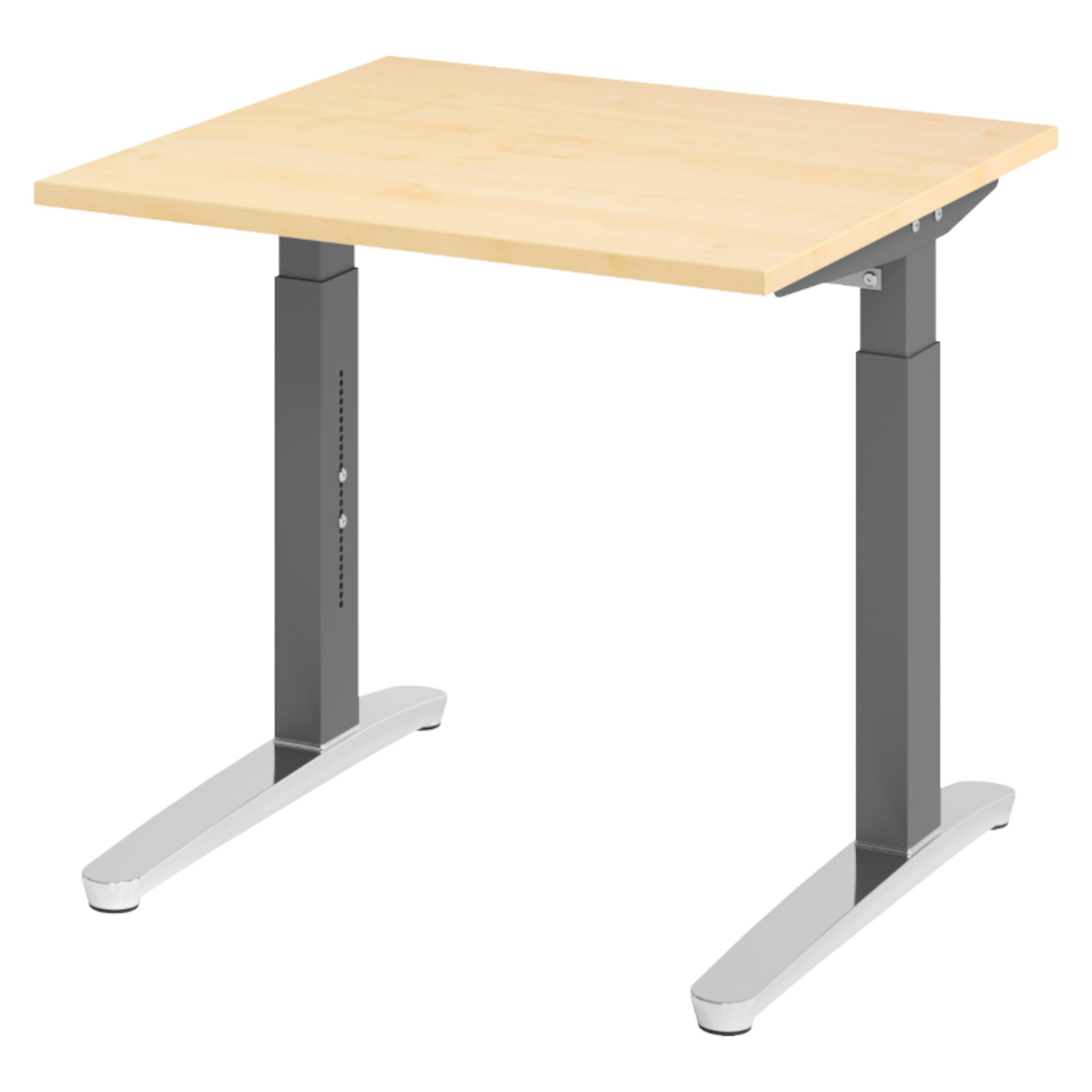 SCHREIBTISCH Serie-XB 80/80/74 cm in Ahornfarben/Graphitfarben/Alu poliert - Ahornfarben/Graphitfarben, Holzwerkstoff (80/80/74cm) - bümö