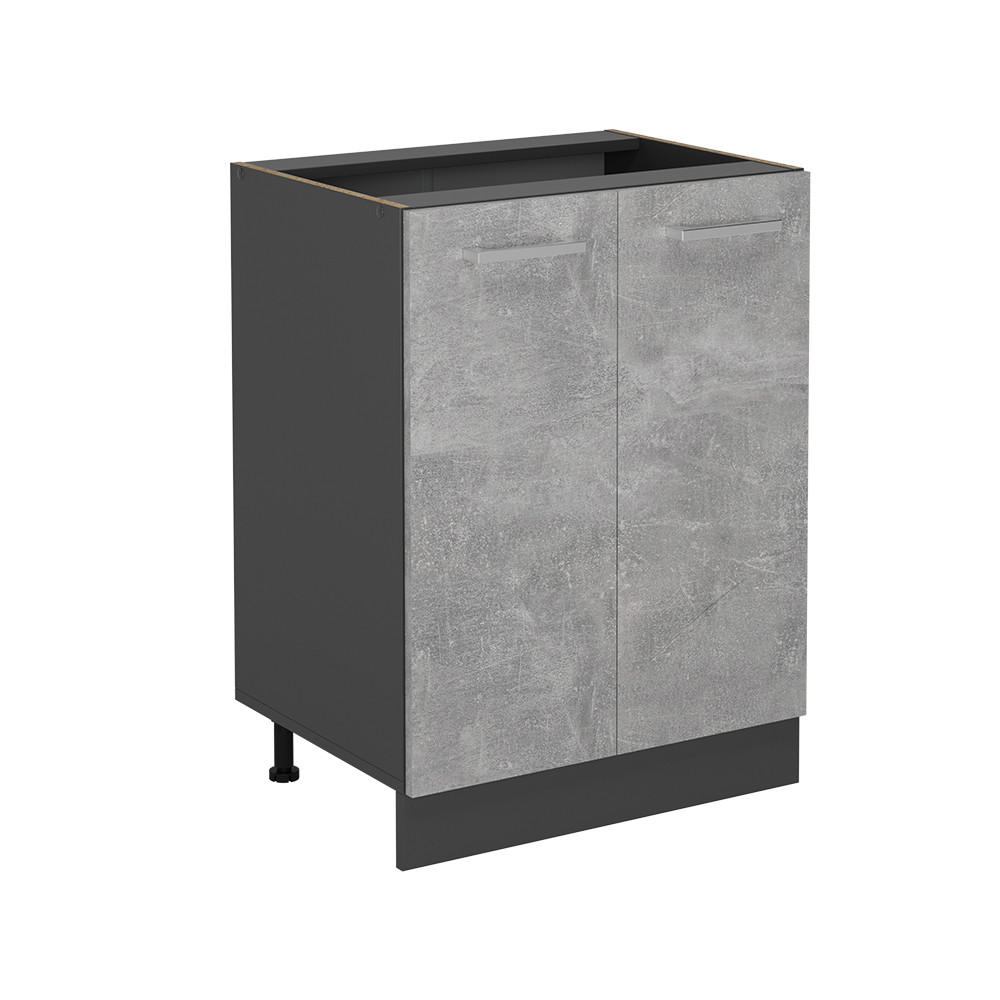 KÜCHENUNTERSCHRANK R-Line Beton 60 cm ohne Arbeitsplatte - Schieferfarben/Anthrazit, Holzwerkstoff (60/81.6/46cm) - Vicco