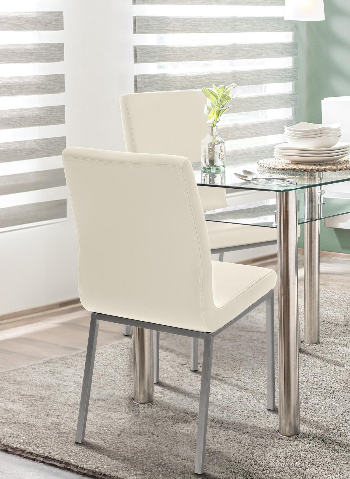 ESSZIMMERSTUHL Colmar 88x40x50 cm creme - Creme, Leder (40/88/50cm) - furnicato